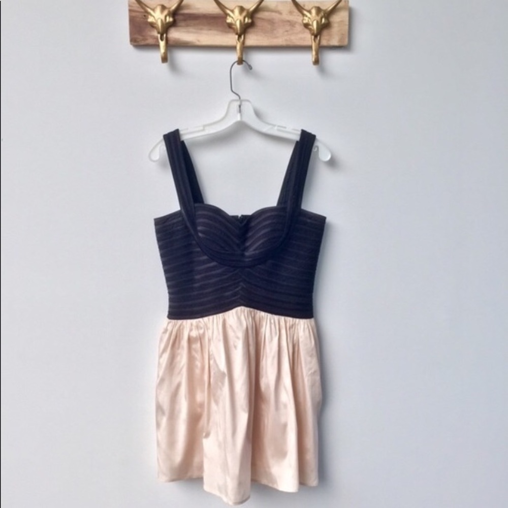 Anthropologie Black and Soft Pink Silk dress